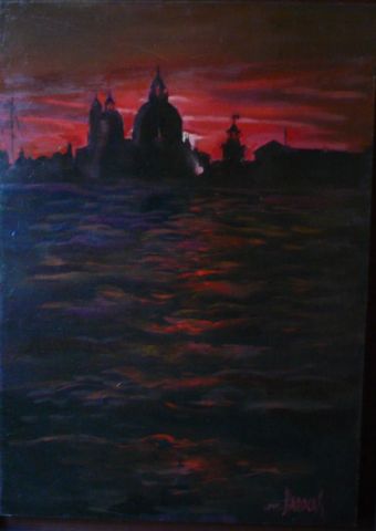 Pleine nuit a Venise - Peinture - Mario BAROCAS