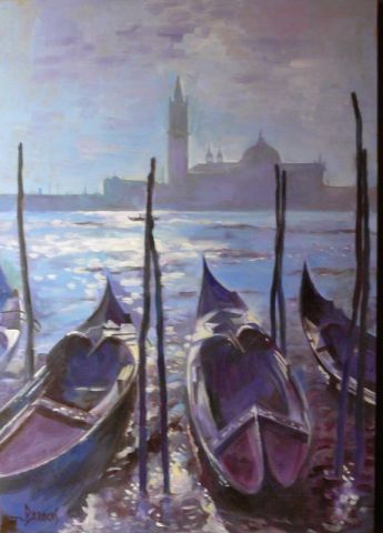 gondoles a Venise - Peinture - Mario BAROCAS