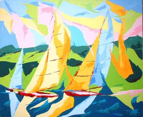 Regate en bord de cote - Peinture - Jean-Luc LOPEZ