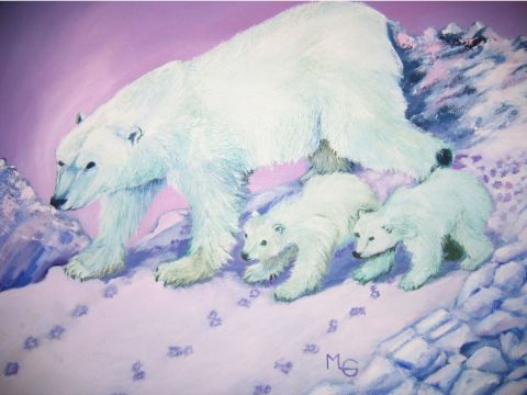 A la poursuite des renards blancs - Peinture - MLG