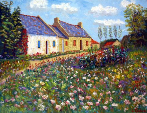 la ferme fleurie - Peinture - lucien tanneau
