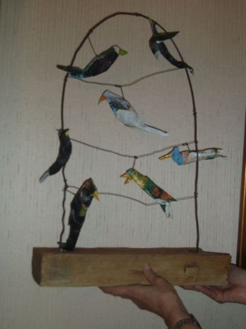 oiseau - Sculpture - fleurs
