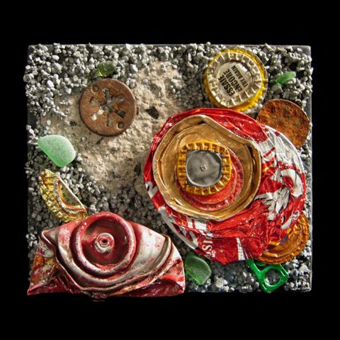 Fleurs de macadam - Collage - Genevieve Guenette