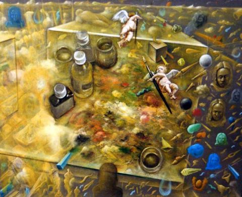 Apparition d'ange au dessus de ma palette - Peinture - Bruno Villette