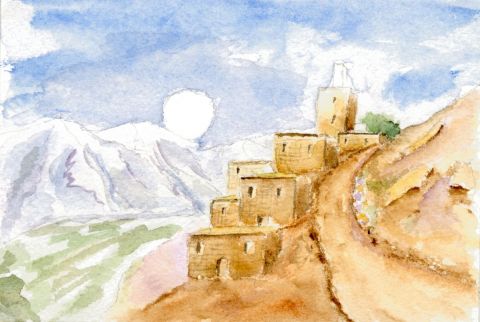 village berbere - Peinture - Nuit de soleil