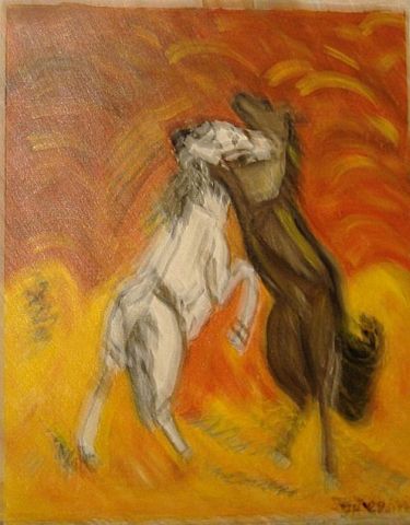 L'artiste 302hubertg - combat des chevaux
