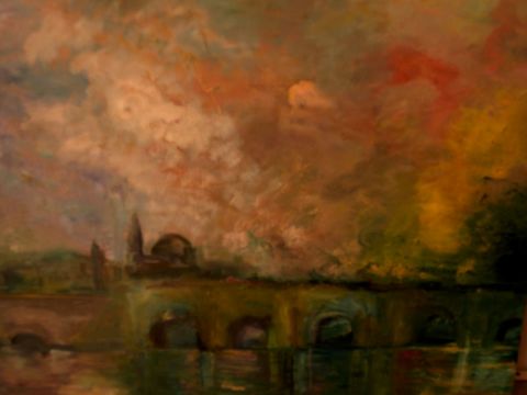 vue du pont de Blois - Peinture - AKIA