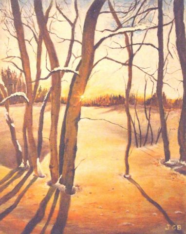 coucher de soleil sous la neige - Peinture - guyjean