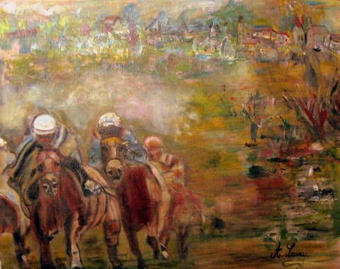 Course de chevaux - Peinture - annielasry