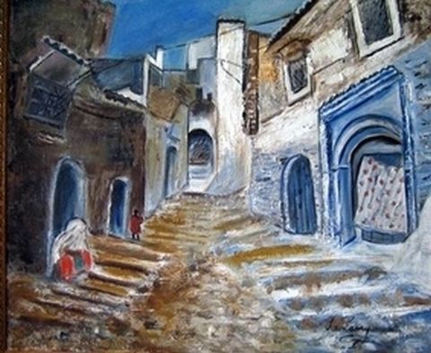 village tunisien - Peinture - annielasry