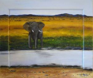 Voir cette oeuvre de ANTONIOTTI severine: L'elephant au bord de la riviere
