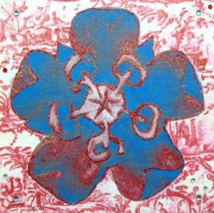 Voir le détail de cette oeuvre: Fleur et toile de Jouy rouge
