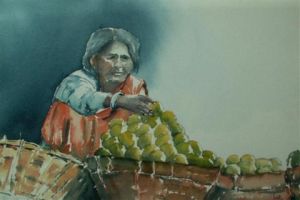 Voir le détail de cette oeuvre: marchande de fruits inde