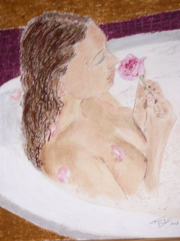 bain a la rose - Peinture - framich
