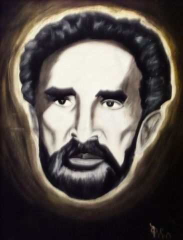 Portrait Haile Selassie - Peinture - KEDUS