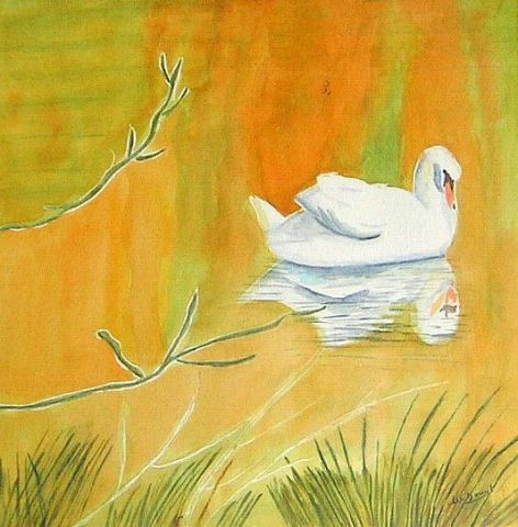 L'artiste arcencieldeMarie - cygne sur l'étang