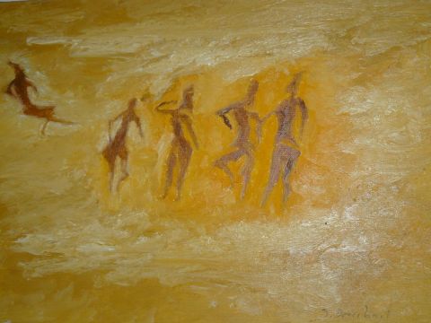 Les danseuses de tyanaba au tassili n'Ajjer - Peinture - JACQUES BOUCHARIF