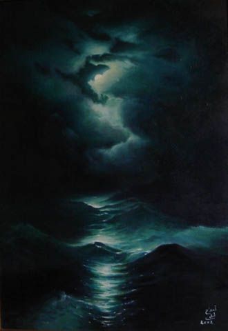 Tempête sur la mer d'apres Aivazovski - Peinture - Leila Ameddah 