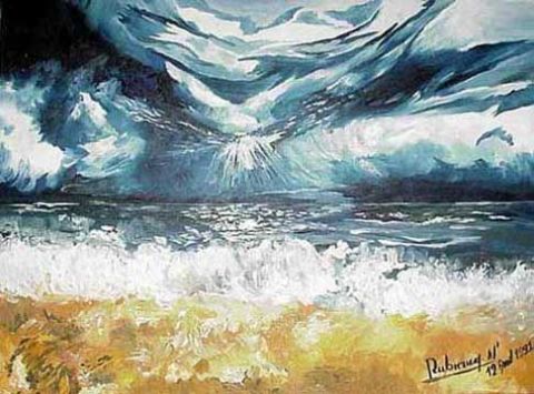 La Mer en Furie - Peinture - Nathalie Dubreucq