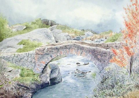 Pont en pierre du Vercors - Peinture - JP Wisniewski