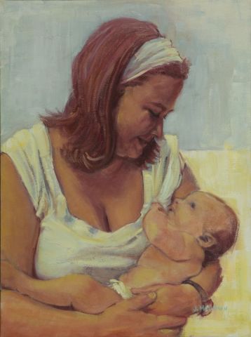 La mère et l'enfant - Peinture - Johanne Molaison