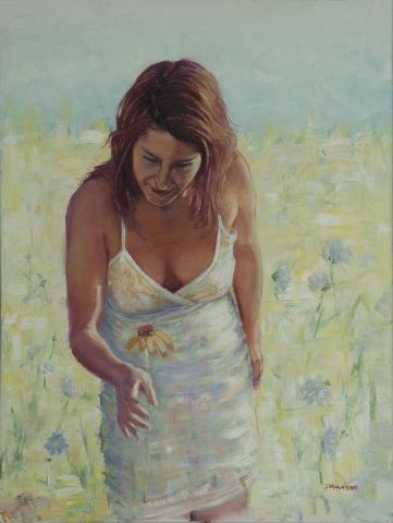 Anna a la fleur - Peinture - Johanne Molaison