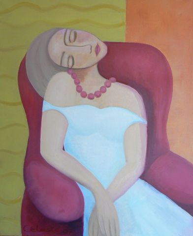 La femme dans un fauteuil avec un collier - Peinture - CELESTE