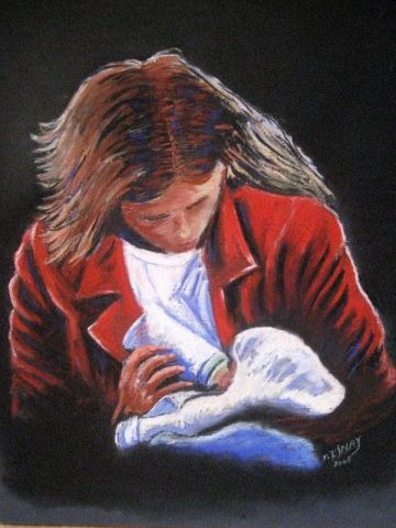 la mere et l'enfant - Peinture - Robert ESNAY