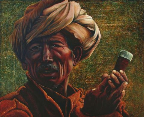 Homme au turban - Peinture - feustyne
