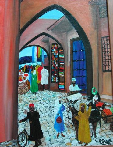 Une rue marocaine - Peinture - Catherine Dutailly