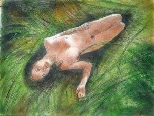 Voir cette oeuvre de Fran Zainal: Couchee dans l'herbe
