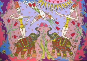 Voir cette oeuvre de PASCALE DELORY: les éléphanteaux font leur cirque