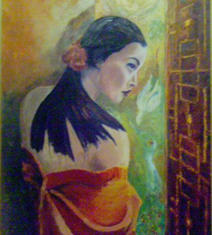 la porte ouverte - Peinture - Kim Bokja