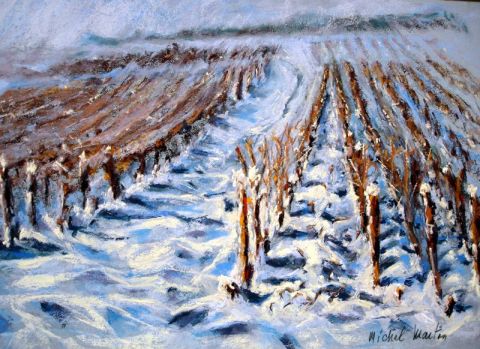 vignoble l'hiver - Peinture - michel martin