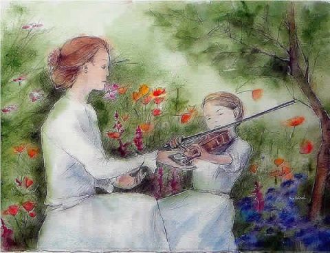 Lecon de violon - Peinture - Fran Zainal
