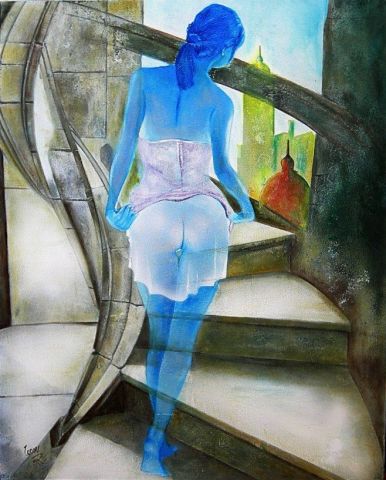 L'escalier - Peinture - Roger Leroy
