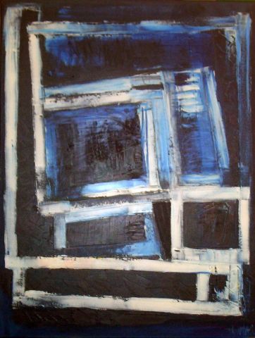 L'artiste thomas fabien - abstrait dans le bleu