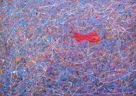 L'artiste jean pierre MALLET - Poisson rouge en eau trouble