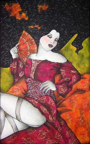 Seffana a l'eventail - Peinture - Ah Tatieva 