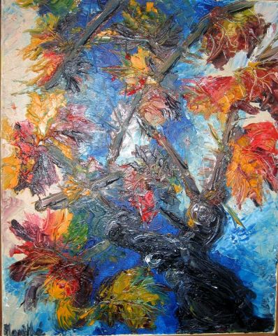 Cep de vigne en automne - Peinture - Marithe