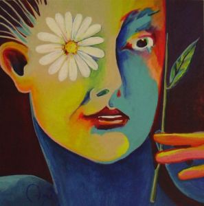 Peinture de Agnes M: Jeune fille en fleur