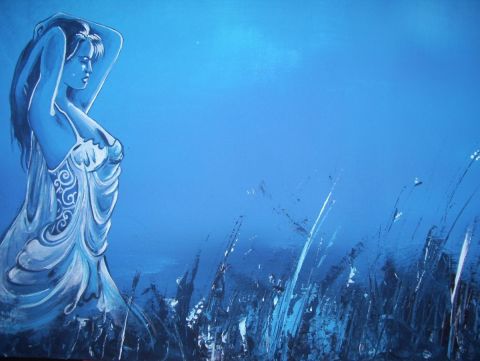 femme au claire de lune  - Peinture - creatnath