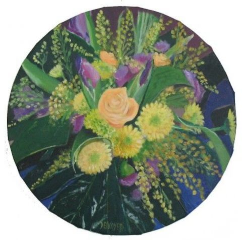 Le bouquet de fleurs jaune - Peinture - DESNOYERS