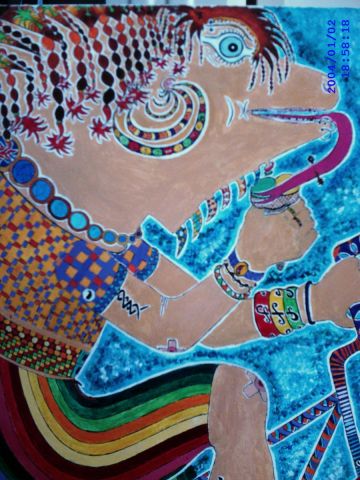 un iguane a velo - Peinture - mumuze