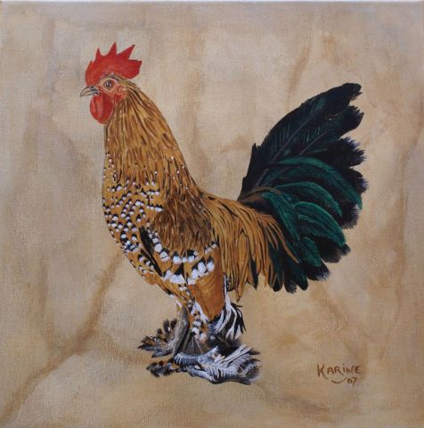 Coq Sabel - Peinture - Karine Penvern-Deruelle