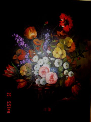 Two Roses - Peinture - Luigi Latini De Marchi - Maitre Venitien 