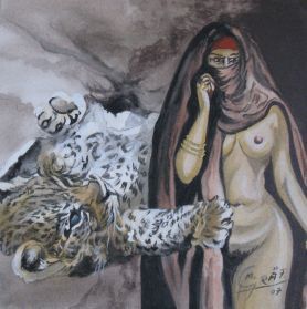 L'artiste atelier graef - bebe leopard avec femme