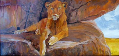 le lion - Peinture - Gines