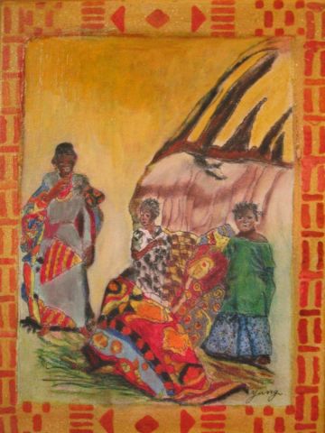 La famille nomade - Peinture - savanna Yung 