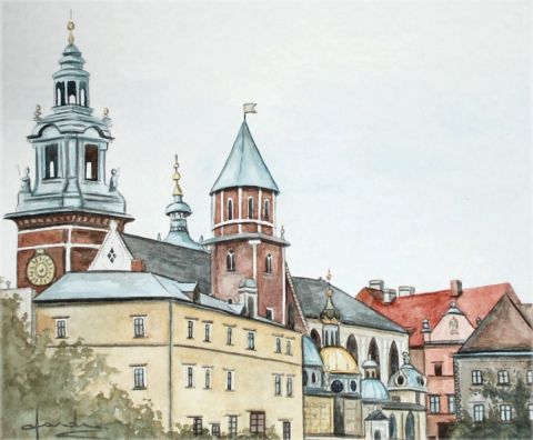 la Cathédrale de Wavel  (Cracovie) - Peinture - Caroline HARDY
